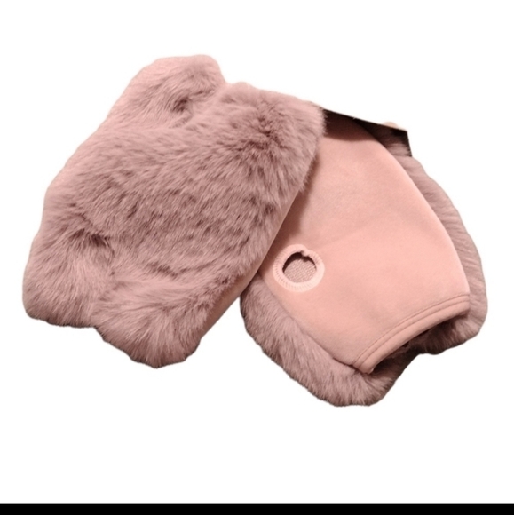 FAUX Fur Fingerless Gloves NWT - Picture 3 of 3
